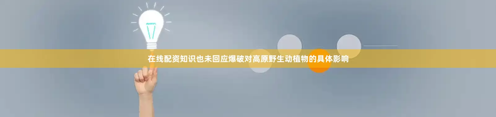 在线配资知识也未回应爆破对高原野生动植物的具体影响